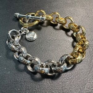 BEN-AMUN Gold Tone Silver Tone Toggle Clasp Charm Bracelet